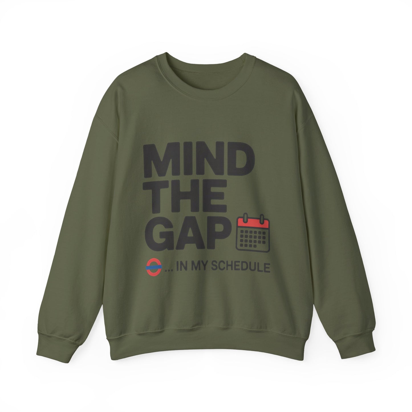 Funny Men's Sweatshirt, Mind The Gap Office Humor, London Underground Inspired Graphic Pullover