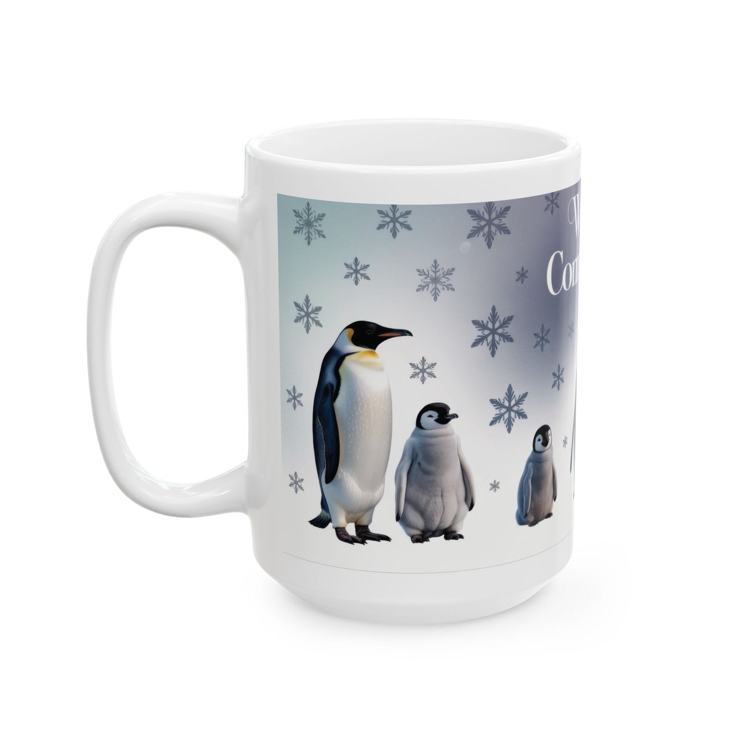 Cozy Penguin Winter Mug 15oz, Holiday Gift for Animal Lovers, Winter Decor, Hot Cocoa, Coffee Lover's Present, Penguin Enthusiast