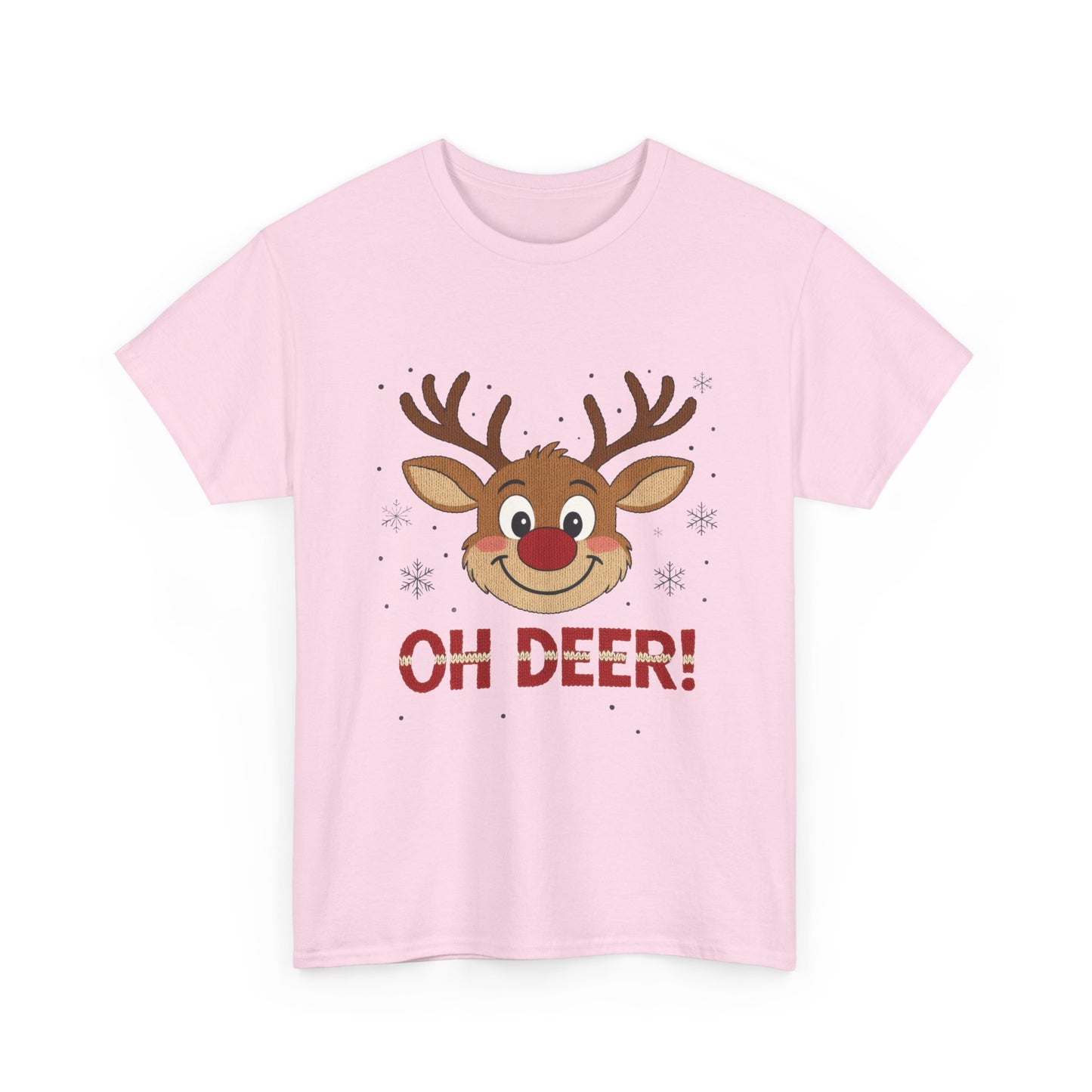 Women's Oh Deer Christmas T-Shirt, Cute Reindeer Holiday Graphic Tee, Women's Heavy Cotton Tee