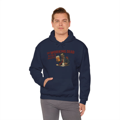 The Working Dead 9-to-5 Apocalypse Hoodie, Men's Horror Office Zombie Sweatshirt, Halloween Zombie Work Top
