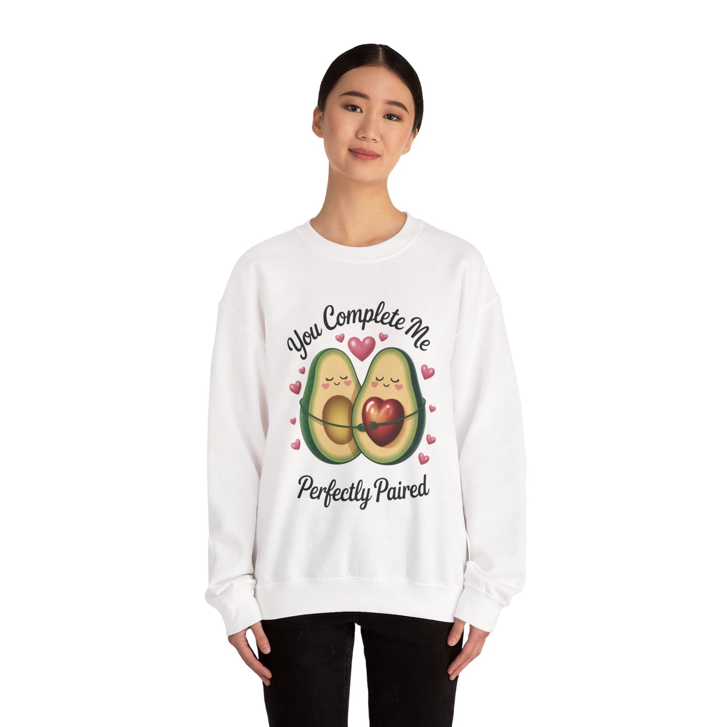 Cute Avocado Love Crewneck Sweatshirt, Sweatshirt for Couples, Perfect Gift for Valentines Day, Cozy Apparel, Avocado Lover Gift