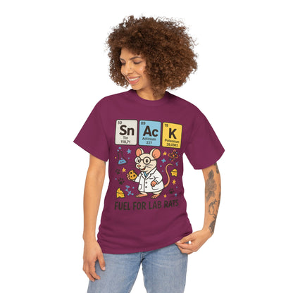 Funny Womens Science T-Shirt,Periodic Table Tee, Fuel for Lab Rats Nerdy Shirt, Gifts for STEM Lovers, Quirky Science Apparel