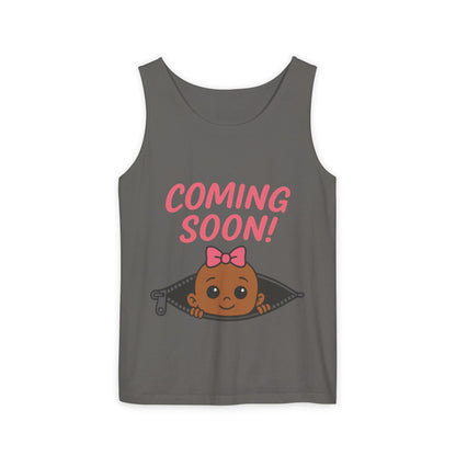 Coming Soon Maternity  Tank Top, Cute Baby Girl Pregnancy Announcement Shirt, Expecting Mom Gift, Gender Reveal Tank, Baby Shower Gift