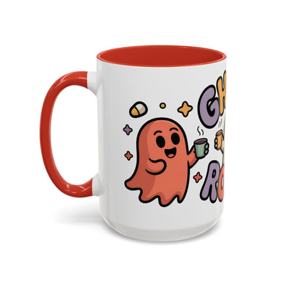 Ghost Roast Halloween Mug, Cute Spooky Coffee Cup, Kawaii Ghost Drinkware, Funny Fall Mug Gift for Coffee Lovers, Accent Coffee Mug (15oz)