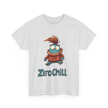 Zero Chill Funny Cartoon Character Tee, Quirky Cute Monster Shirt, Chill Vibes Humor Gift, Fun Cartoon T-Shirt, Chill Vibe Shirt