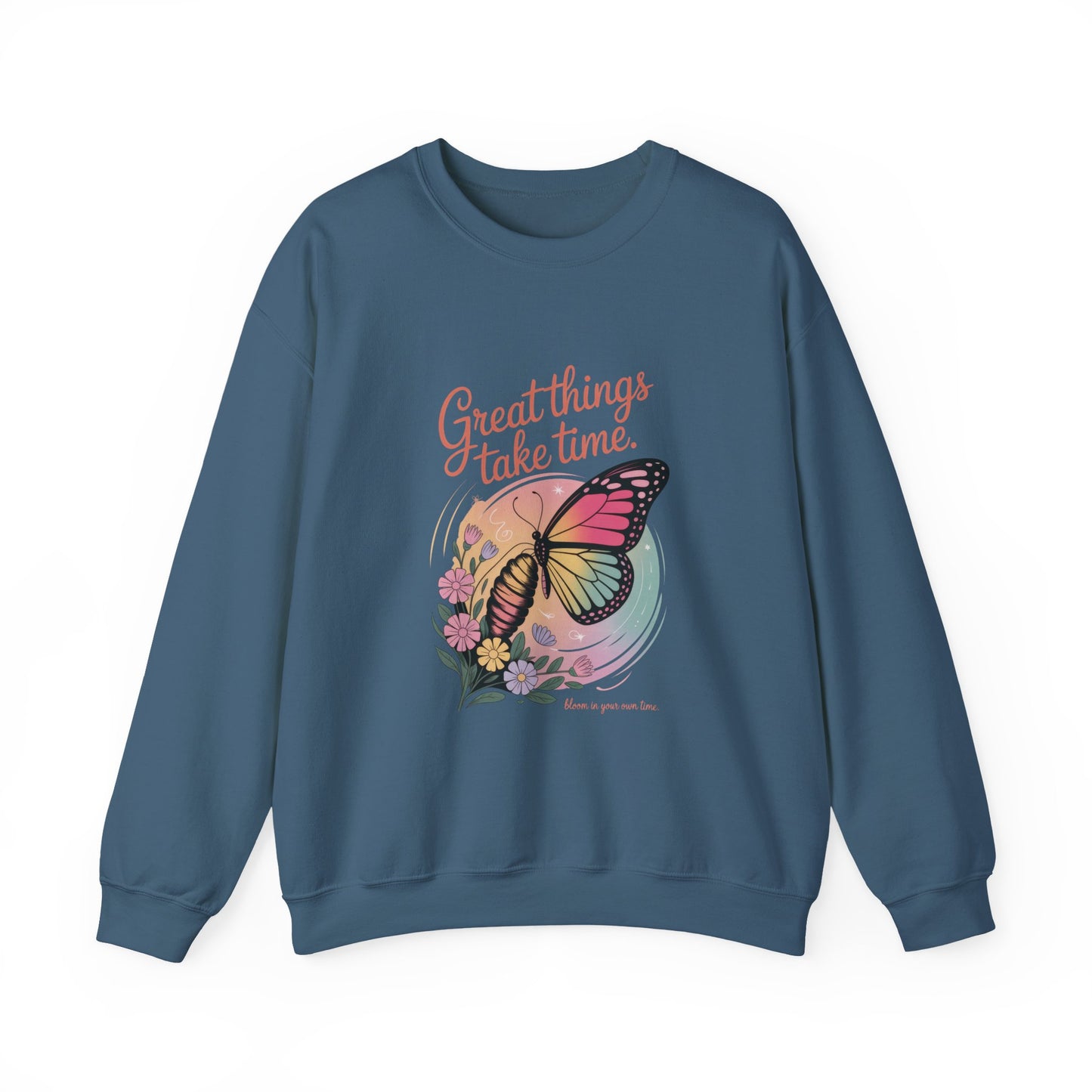 Inspirational Butterfly Sweatshirt - Great Things Take Time, Cozy Unisex Crewneck, Perfect Gift for Nature Lovers, Relaxed Style, [...]