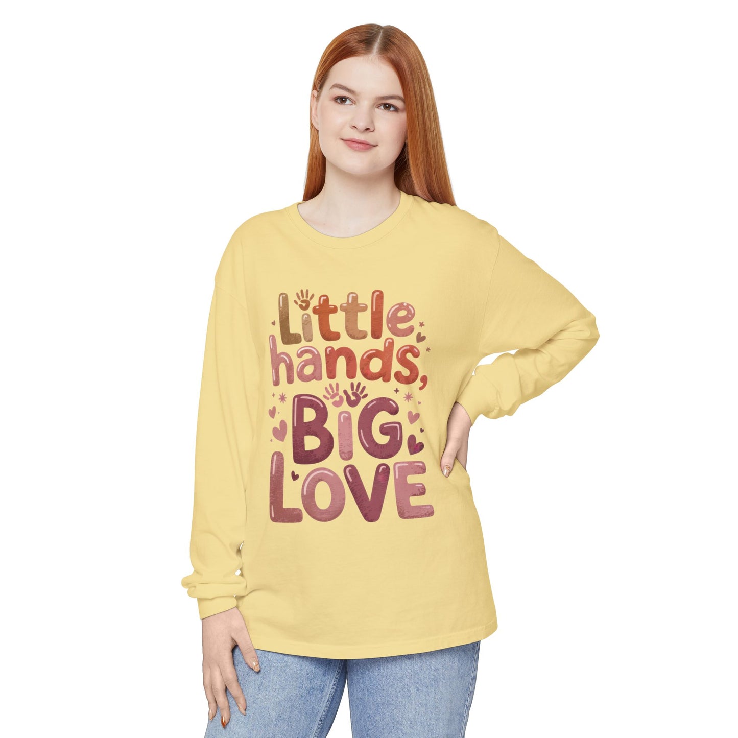 Little Hands, Big Love Long Sleeve T-Shirt, Perfect for Moms Gifts, Cute Mom Long Sleeve T-Shirt, Baby Showers Gift, mother's day Gift