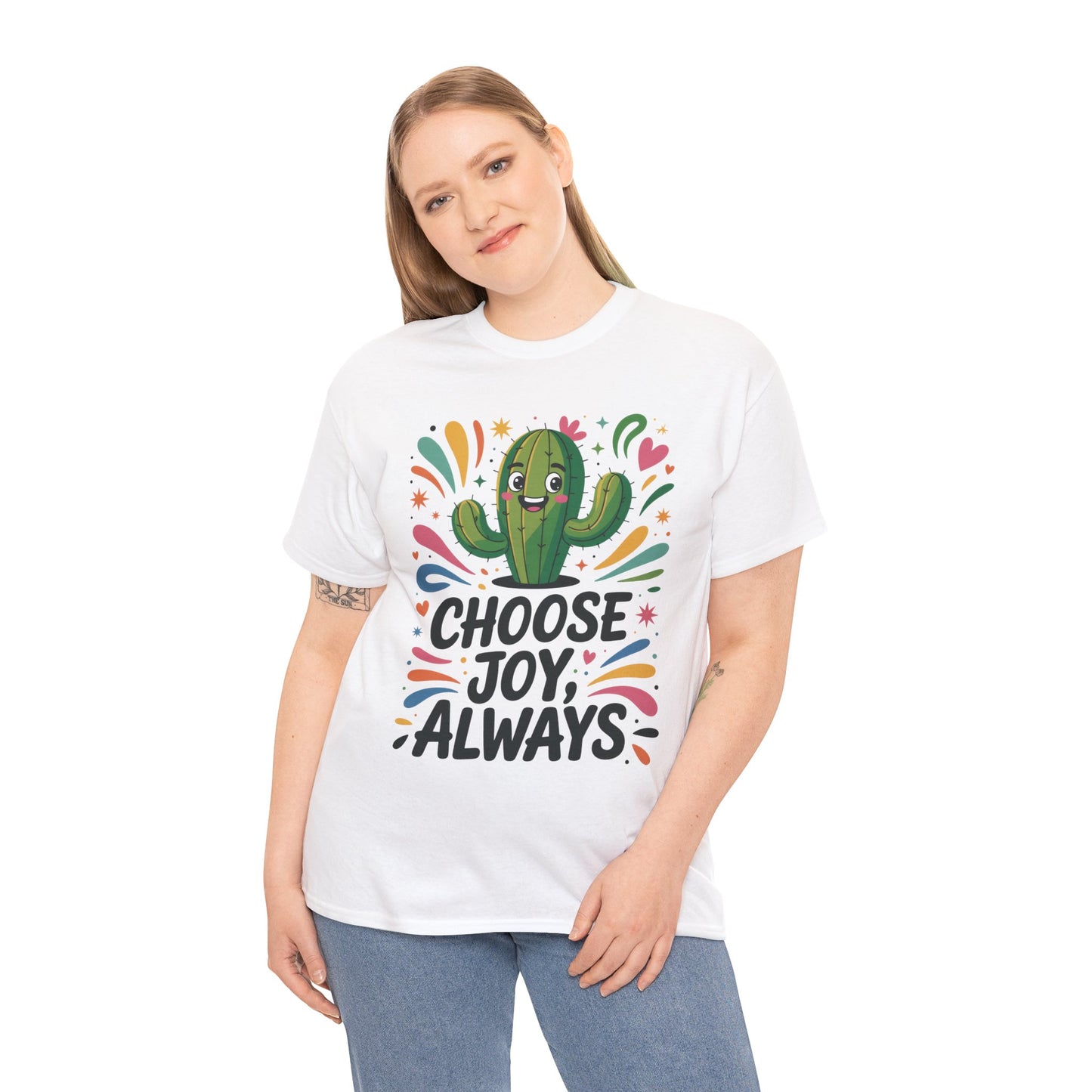 Choose Joy Always Cactus Women's Tee, Women's Casual T-Shirt, Happy Vibes Apparel, Positive Quote Shirt, Joyful Statement Tee