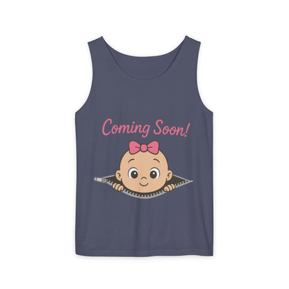Coming Soon Maternity Tank Top, Cute Baby Girl Pregnancy Announcement Shirt, Expecting Mom Gift, Gender Reveal Tee, Baby Shower Gift