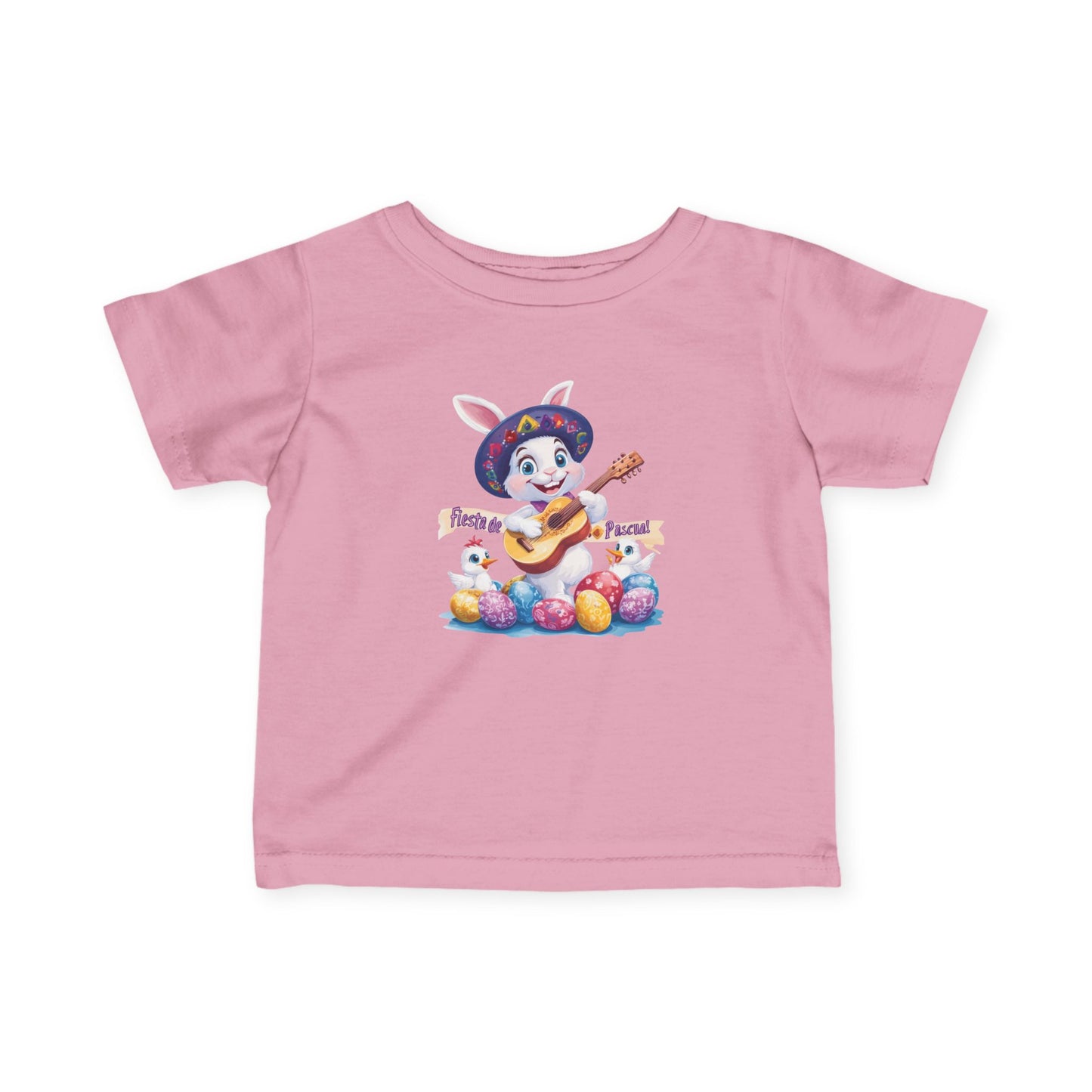 Fiesta de Pascua Baby T-Shirt - Cute Mexican Easter Bunny Tee with Guitar, Fun Spring Outfit for Infants 6 - 24 Months, Holiday Gift Idea