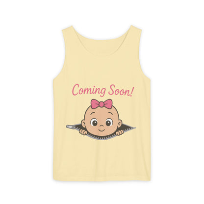 Coming Soon Maternity Tank Top, Cute Baby Girl Pregnancy Announcement Shirt, Expecting Mom Gift, Gender Reveal Tee, Baby Shower Gift