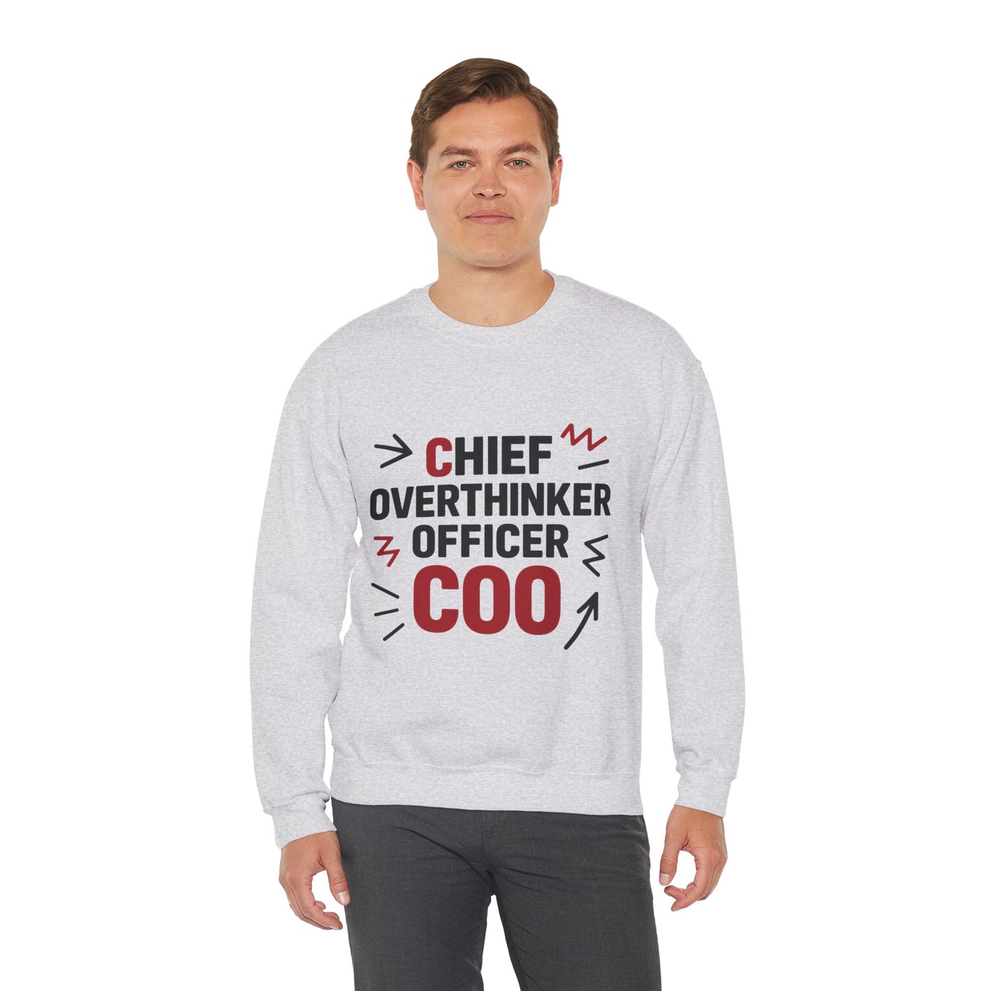 Chief Overthinker Officer Men's Sweatshirt, COO Funny Office Humor Graphic Pullover, Men's Heavy Blend™ Crewneck Sweatshirt