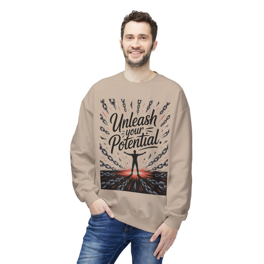 Unleash Your Potential Men's Sweatshirt, Motivational Crewneck, Inspirational Gift For Men, Gift for Graduates, Personal Growth Apparel