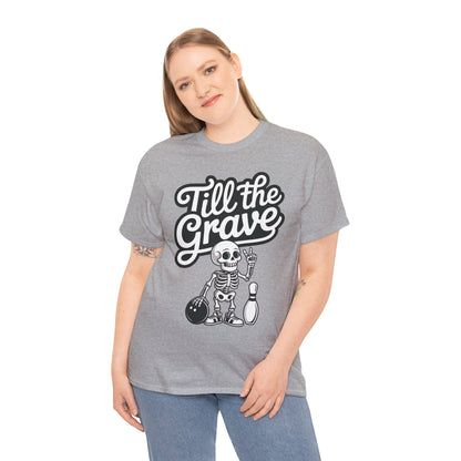 Funny Skeleton Bowling Womens Tee, Till the Grave, Funny Shirt, Halloween Gift, Skull Graphic, Casual Wear, Sporty Style