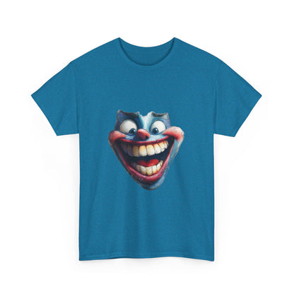Funny Clown Face Unisex Heavy Cotton Tee, Creepy Clown Face T-Shirt, Humor T-Shirt,Clown Theme Shirt, Funny Horror Graphic Tee