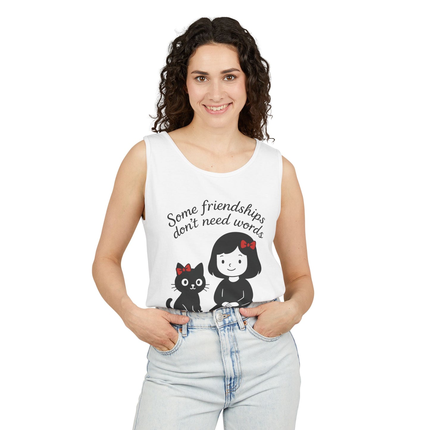 Friendship Tank Top, Cute Cat Lovers Gift, Womens Summer Apparel, Perfect for Casual Outings, Friendship Day, Cat Mom Tees