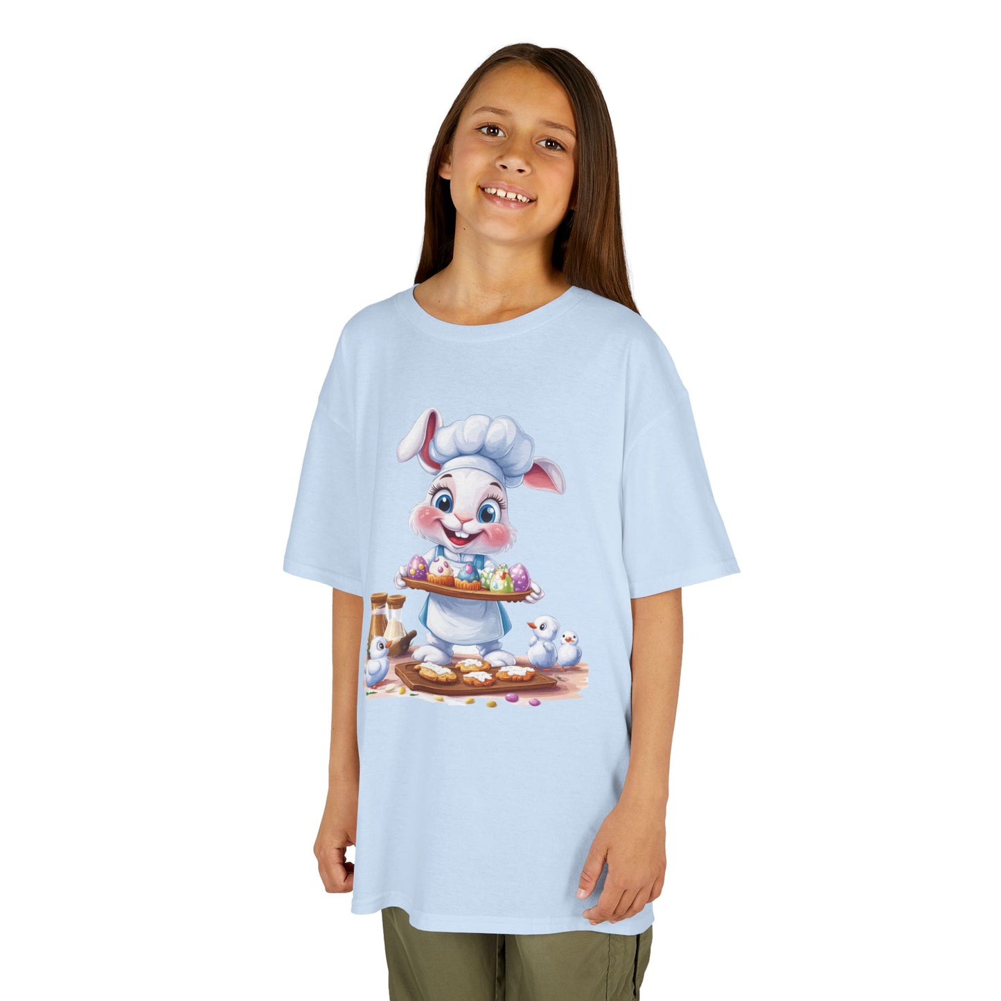 Easter Bunny Chef Kids T-Shirt, Cute Spring Baking Tee with Eggs, Toddler Easter Outfit, Bunny Holding Egg Tray Tee, Cute Animal Design