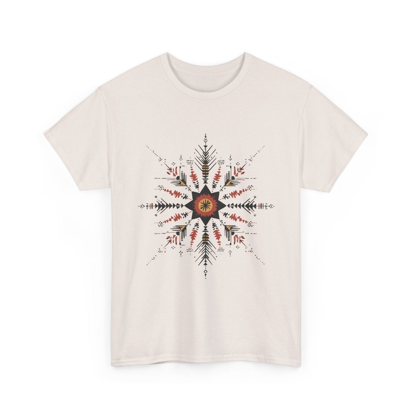 Boho Tribal Mandala Star Women's Cotton Tee, Ethnic Geometric Graphic T-Shirt, Festival Bohemian Style Gift, Bohemian Graphic Tee