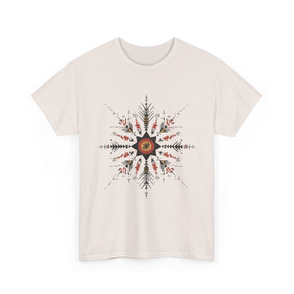 Boho Tribal Mandala Star Women's Cotton Tee, Ethnic Geometric Graphic T-Shirt, Festival Bohemian Style Gift, Bohemian Graphic Tee