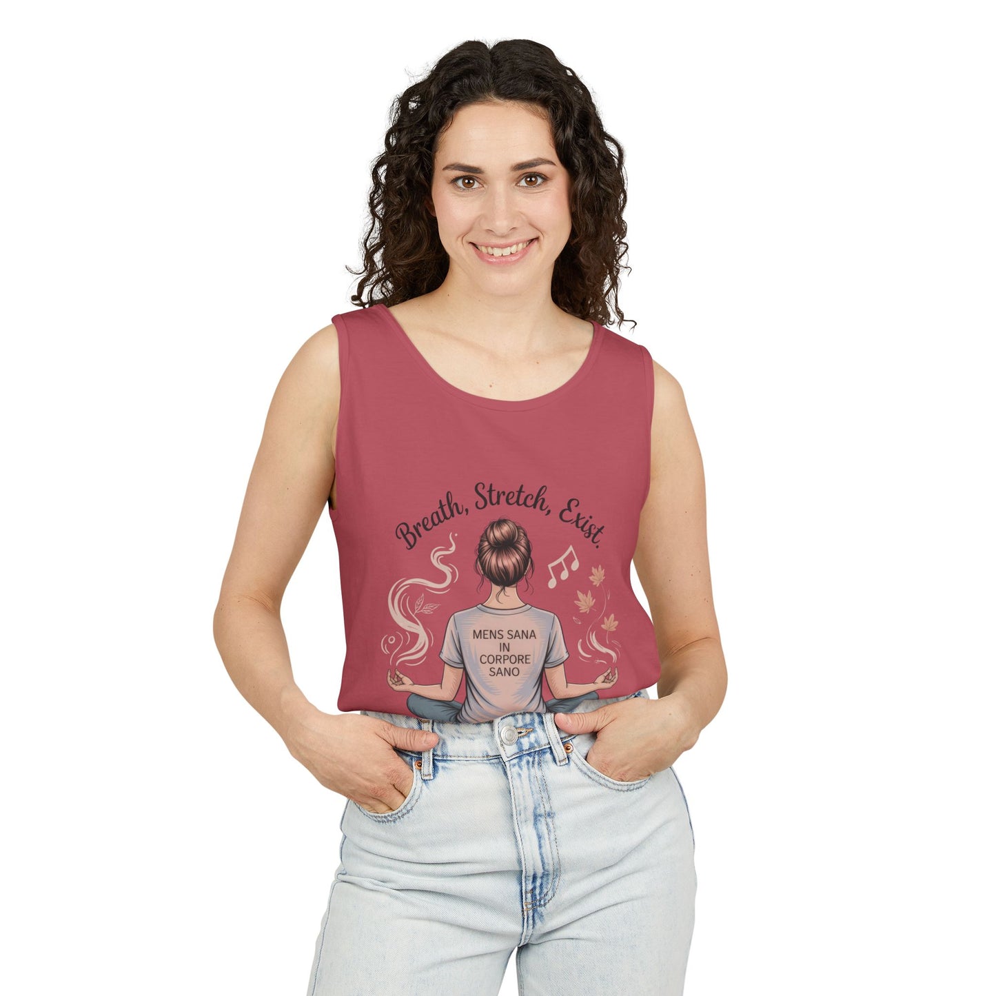 Zen Sarcastic Tank Top, Unisex Meditation Shirt, Breath Stretch Exist Tee, Yoga Apparel, Gift for Mindfulness Lovers