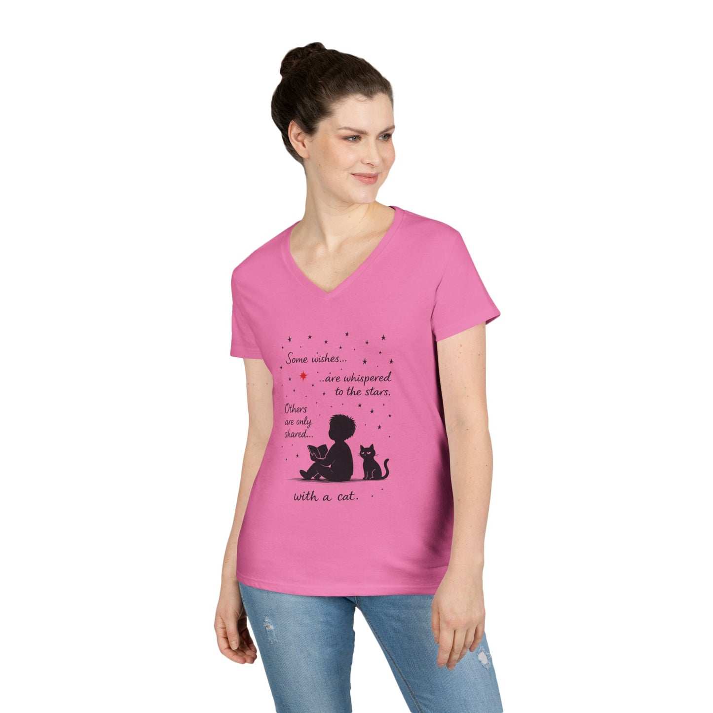 Whimsical Cat Lovers' V-Neck T-Shirt - Perfect Gift for Cat Enthusiasts, Animal Lovers, Birthday, and Pet Owners