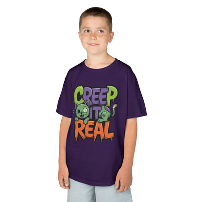 Creep It Real Kids Halloween Shirt, Cute Zombie Cat Graffiti Style T-Shirt for Boys & Girls
