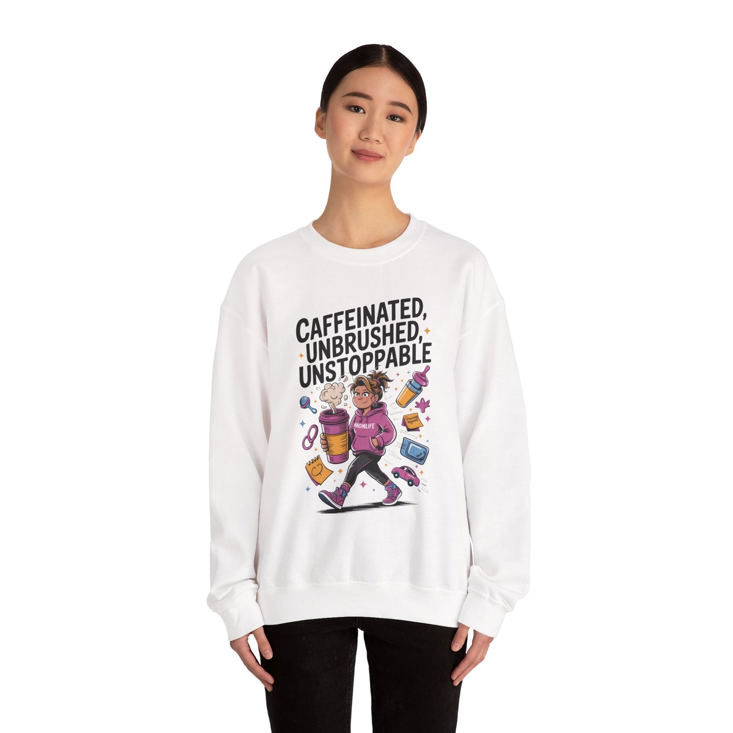 Caffeinated Mom Sweatshirt, Funny Mom Life Quote,  Mother's Day Gift,New Mother Tired Mother Gift, Coffee Lover Gift, Coffee Addict Mom