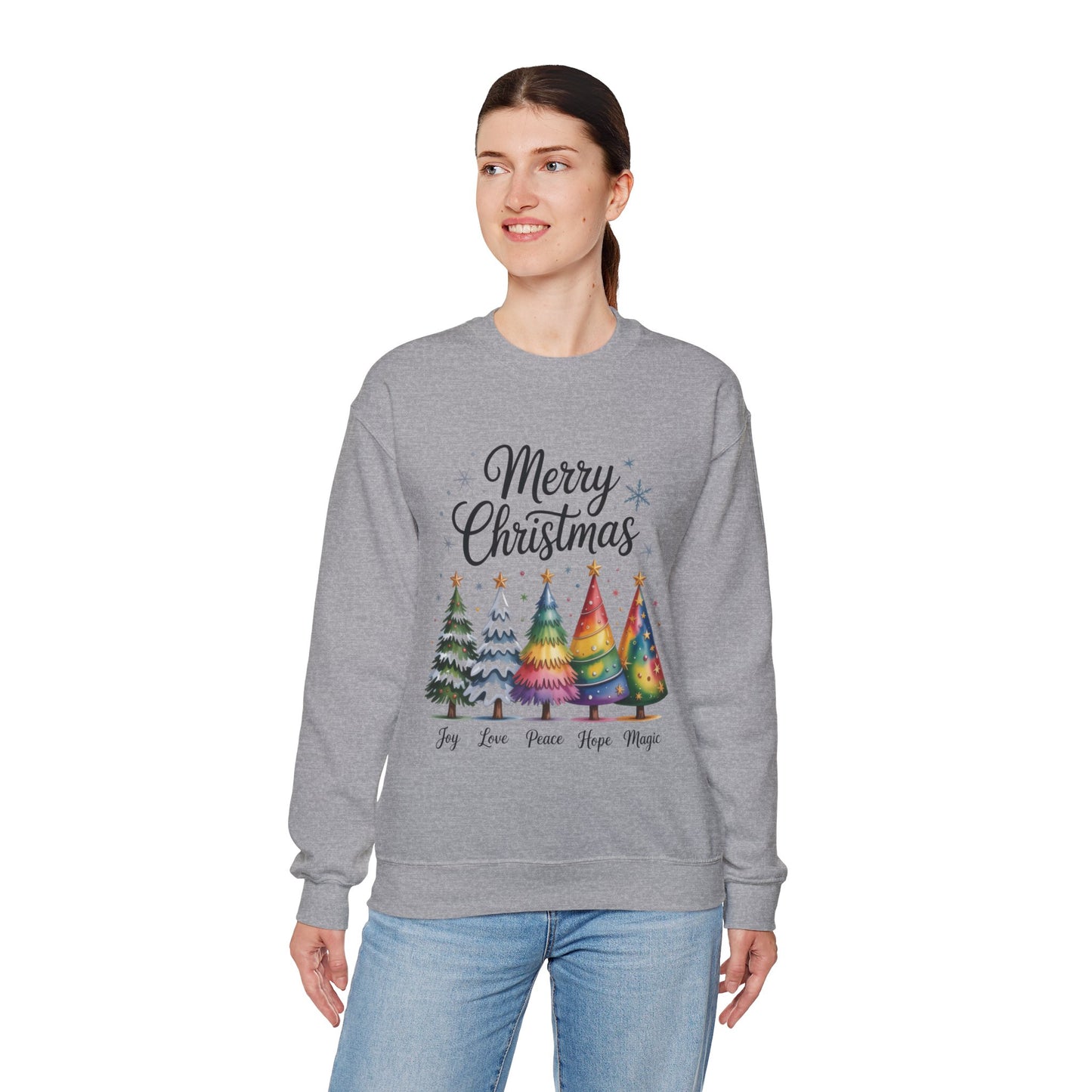 Merry Christmas Women's Sweatshirt, Joy Love Peace Hope Magic Pullover, Women's Heavy Blend™ Crewneck Sweatshirt