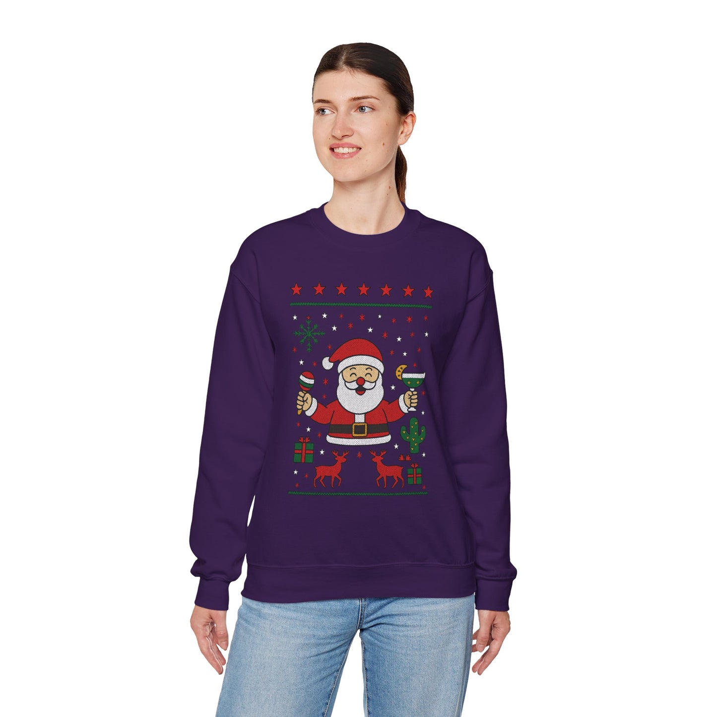 Funny Santa Women's Christmas Sweatshirt, Holiday Party Pullover