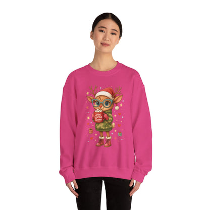 Hot Cocoa Queen Christmas Sweatshirt, Cute Cozy Holiday Reindeer Pullover