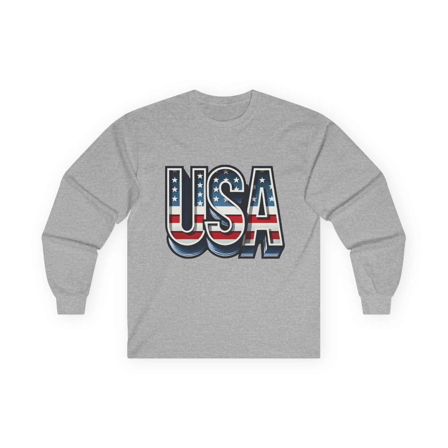 USA Graphic Long Sleeve Tee, Patriotic Shirt, Unisex Casual Wear, Independence Day Gift, Vintage Americana Apparel