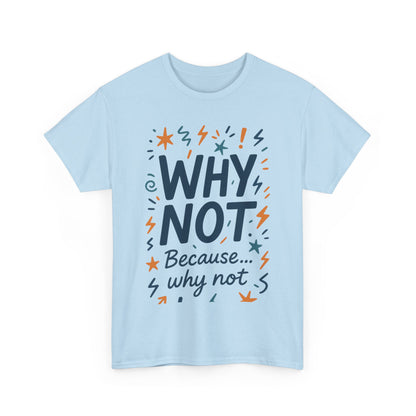Why Not Mens Heavy Cotton Tee, Fun Motivational Graphic Tee, Casual Wear, Gift for Friends, Birthday Gift, Everyday Comfort