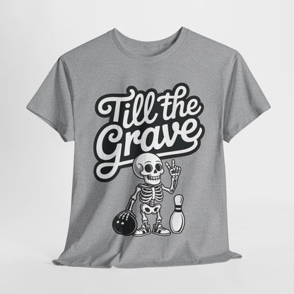 Funny Skeleton Bowling Womens Tee, Till the Grave, Funny Shirt, Halloween Gift, Skull Graphic, Casual Wear, Sporty Style