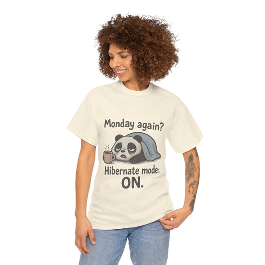 Funny Panda Hibernate Womens Tee, Cute Animal Shirt, Unisex Cotton Tee, Gift for Lazy Days, Monday Motivation T-shirt