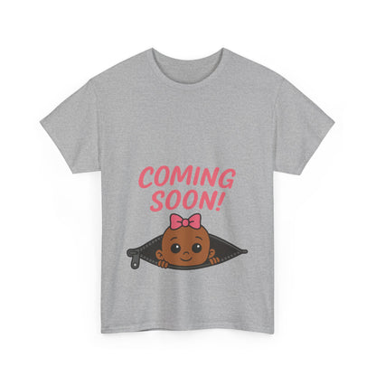 Coming Soon Maternity Tee, Cute Baby Girl Pregnancy Announcement Tee, Funny Expecting Mom Gift, Gender Reveal Tee, Baby Shower Top