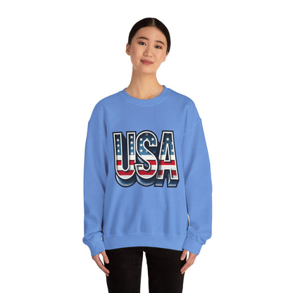 USA Patriotic Crewneck Sweatshirt for All Seasons, Cozy Sweatshirt for Independence Day, Casual Wear, Gift for Friends and Family