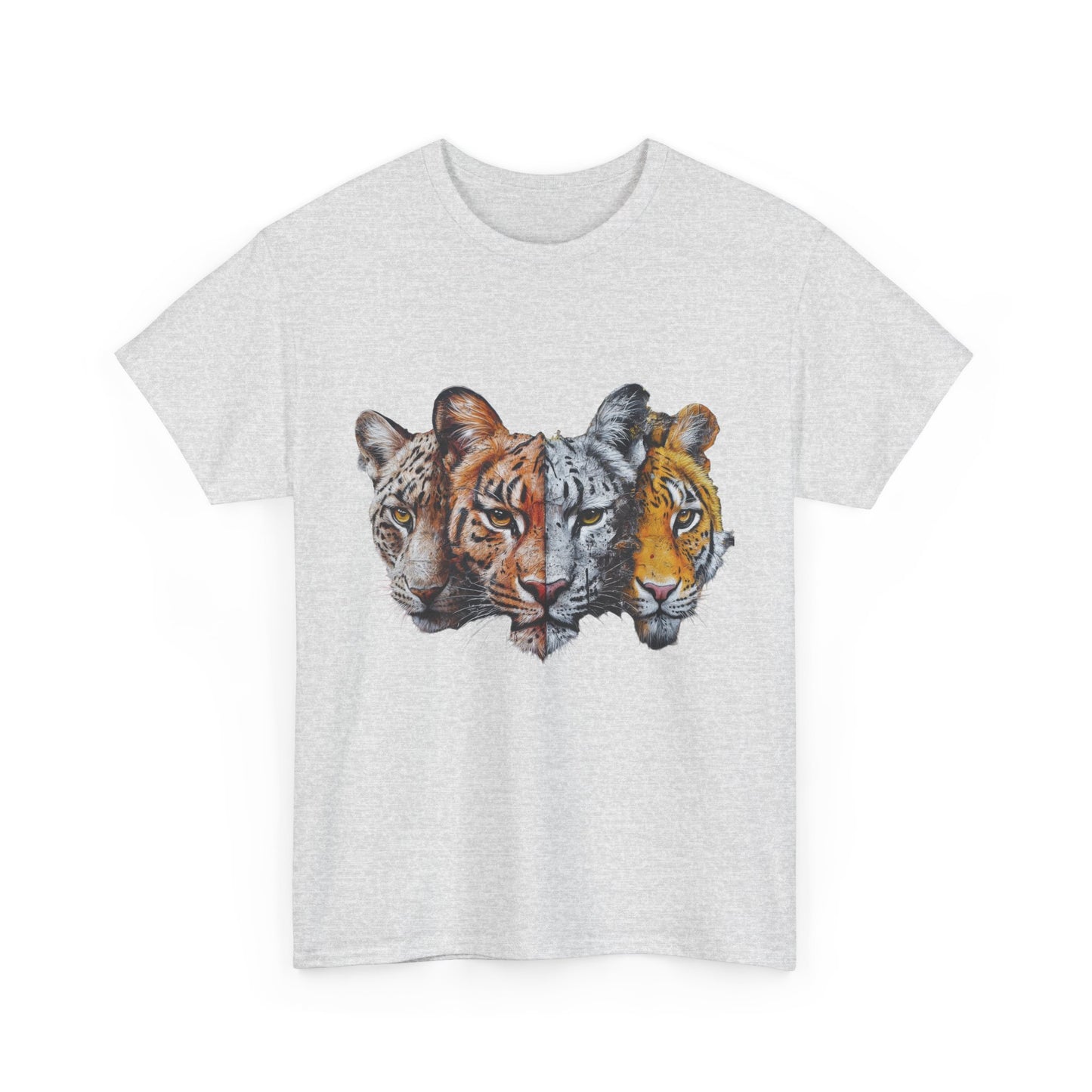 Wildlife Fusion Unisex Heavy Cotton Tee - Nature Lover's Apparel, Tiger Graphic Shirt, Animal Enthusiast Gift, Eco-Friendly Fashion