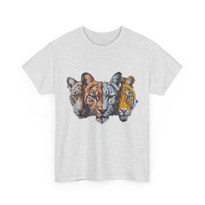 Wildlife Fusion Unisex Heavy Cotton Tee - Nature Lover's Apparel, Tiger Graphic Shirt, Animal Enthusiast Gift, Eco-Friendly Fashion