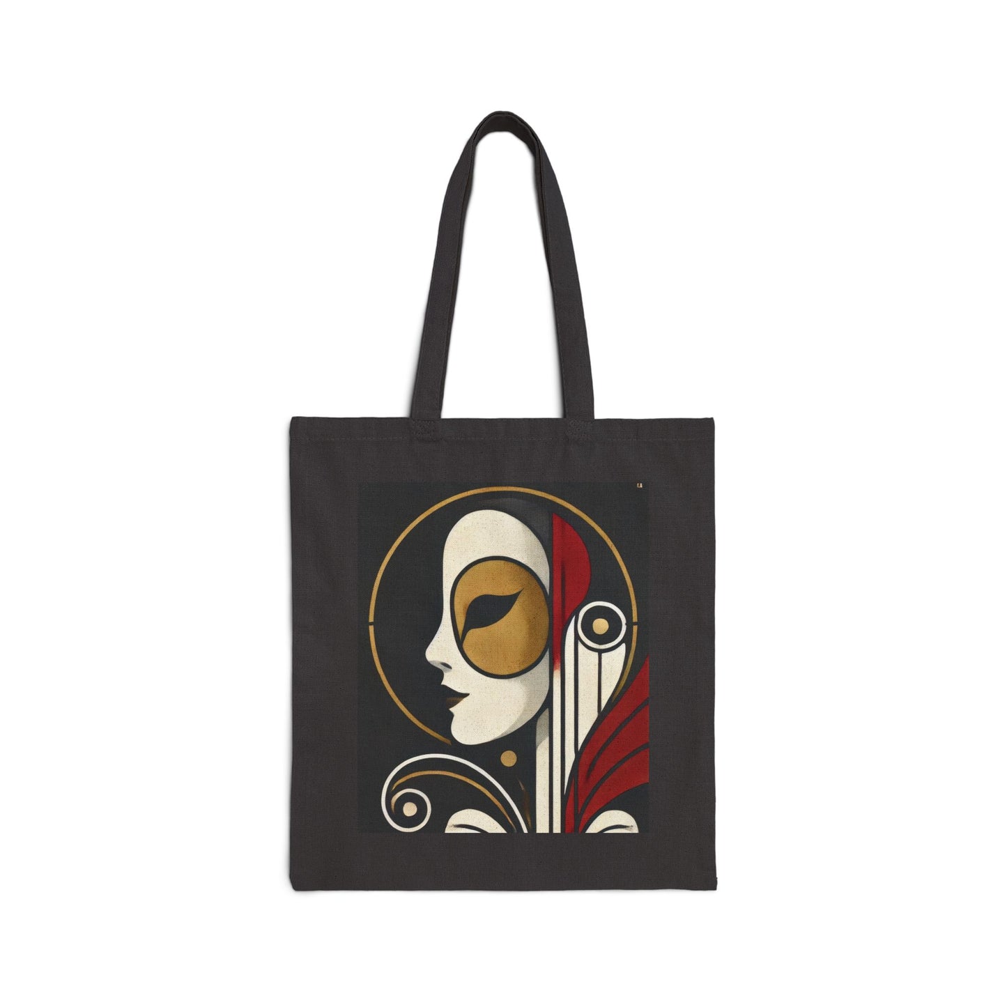 Art Deco Woman Tote Bag, Elegant Geometric Face Design, Modern Vintage Style Canvas Bag for Art Lovers, Artistic Cotton Canvas Tote Bag