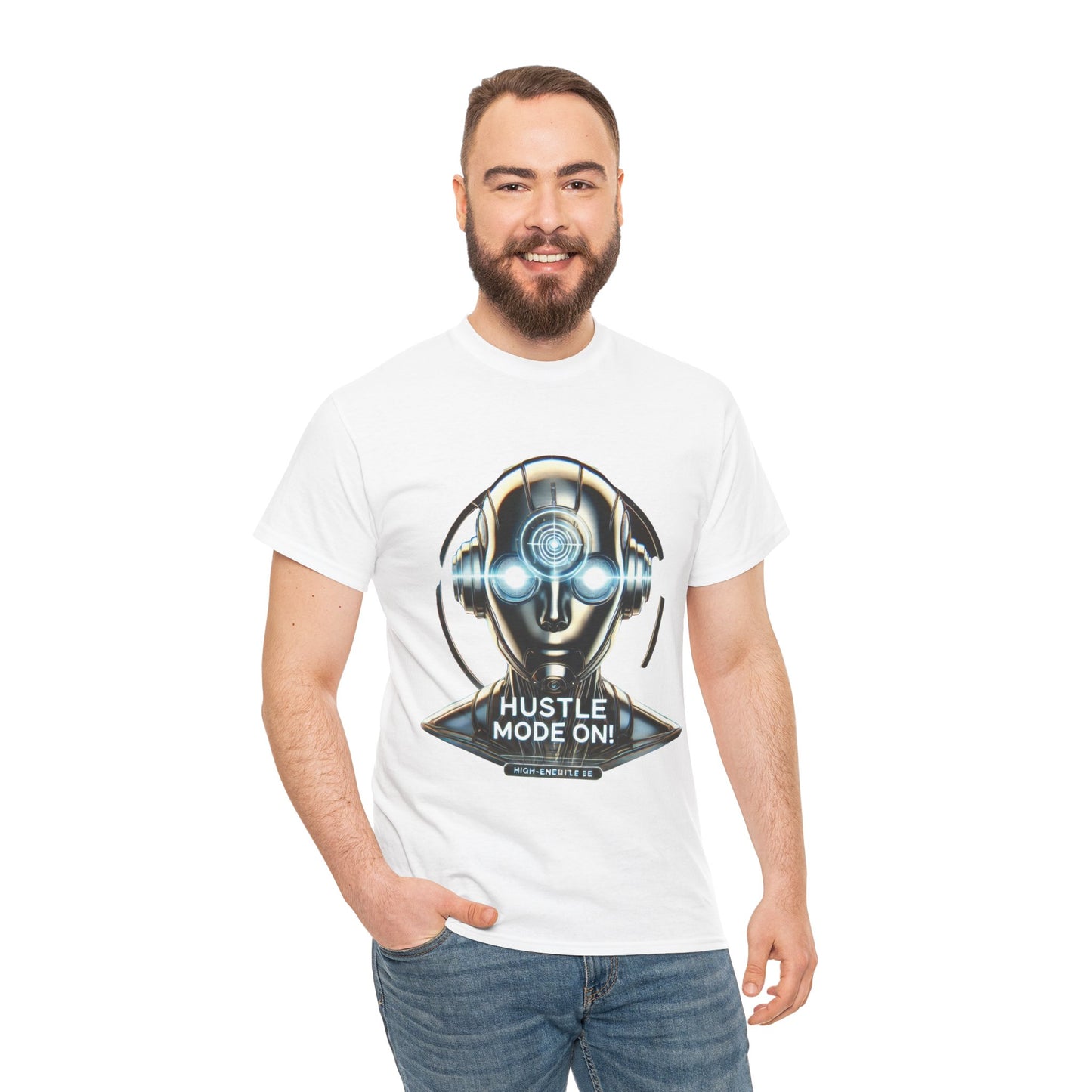 Hustle Mode On Robot T-Shirt, Cyborg Hustle Unisex Tee, Graphic T-Shirt for Gamers & Tech Lovers, Graduations, Motivational Wear