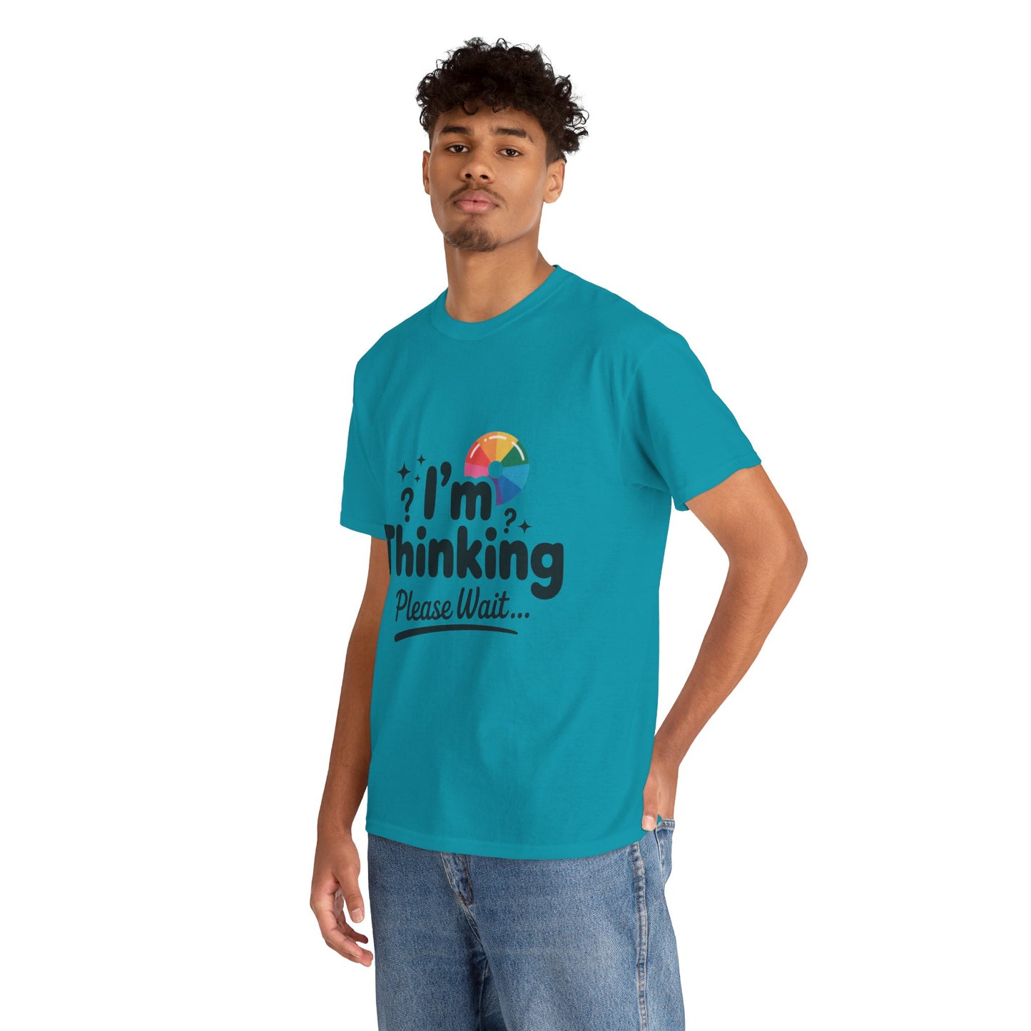 Funny - Im Thinking Please Wait - Mens T-Shirt, Cute Geeky Gift for Introverts, Programmers, Designers, Fun Humor Shirt, Gift for Adults