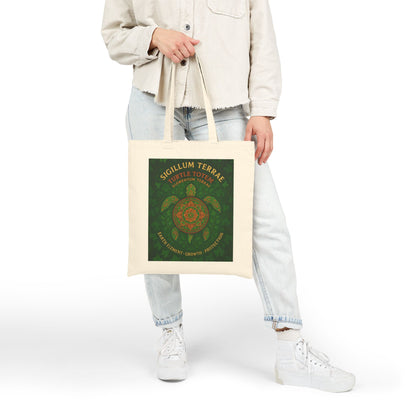 Earth Element Turtle Mandala Tote Bag, Sigillum Terrae, Growth & Protection, Four Elements Series Canvas Bag, Gift for Nature Lovers