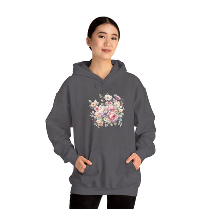 Floral Comfort Hoodie, Cozy Sweatshirt for Women, Spring Fashion, Gift for Her, Casual Everyday Wear, Soft Pastel Flower Print Sweatshirt