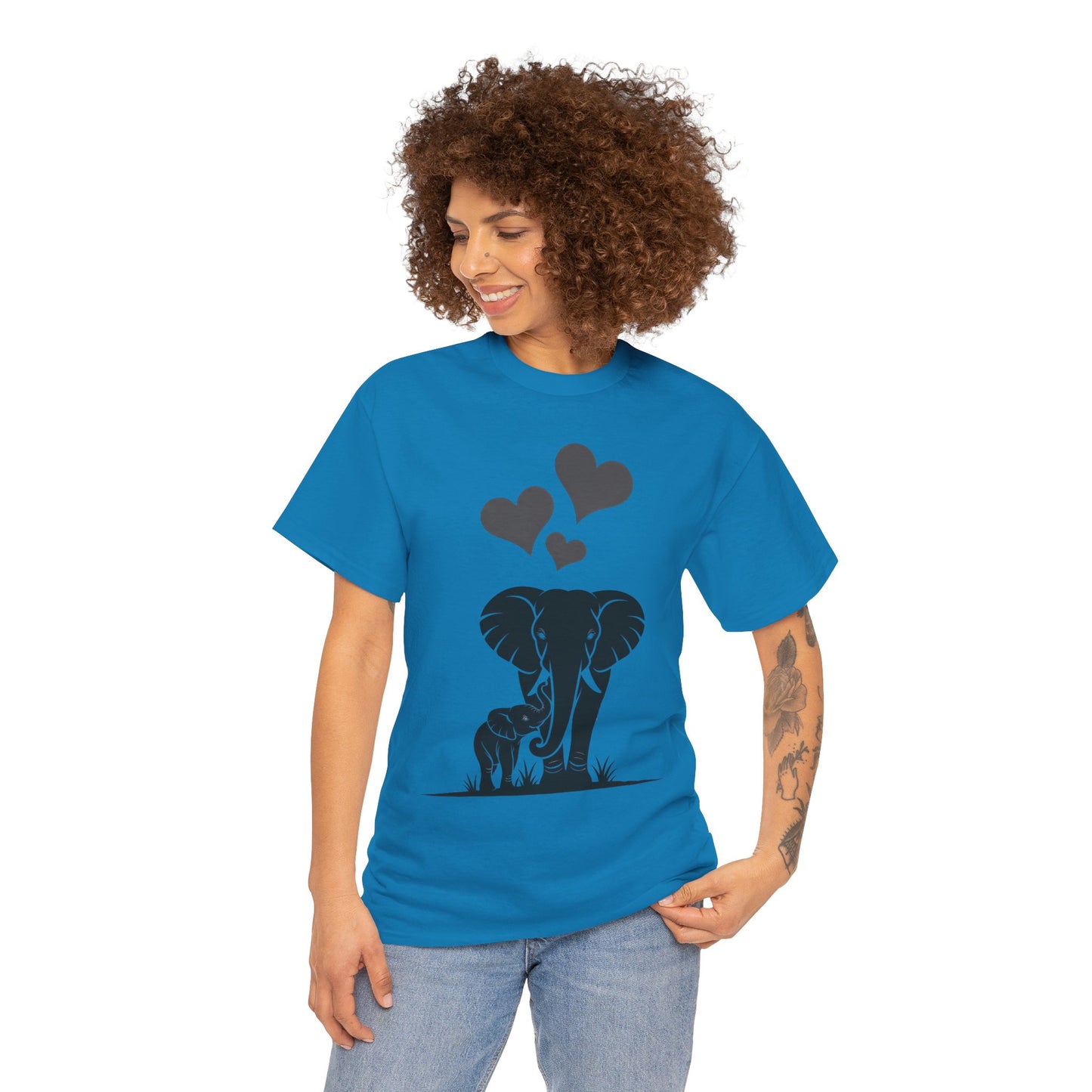Elephant Mom and Baby T-Shirt, Elephant Love Cotton Tee, Cute Animal Shirt, Animal Lover Gift, Cute Minimalist Elephant Design