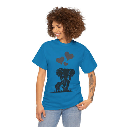 Elephant Mom and Baby T-Shirt, Elephant Love Cotton Tee, Cute Animal Shirt, Animal Lover Gift, Cute Minimalist Elephant Design
