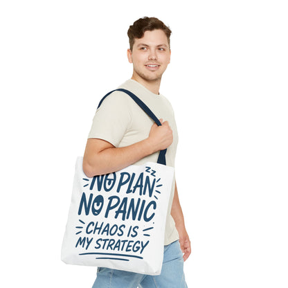 Funny Quote Tote Bag, Reusable Grocery Bag, Gift for Students, Beach Tote, Everyday Tote, Chaos Strategy Bag, Unique Shopping Bag