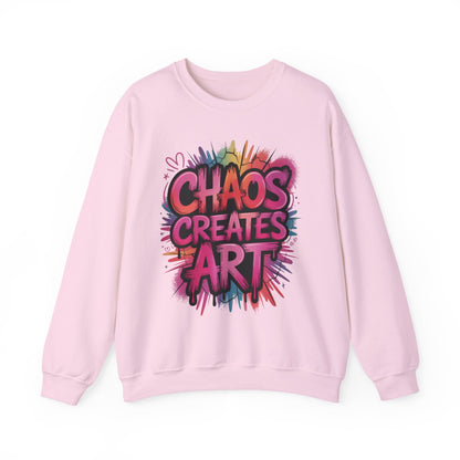 Women's Heavy Blend™ Crewneck Sweatshirt, Chaos Creates Art Graffiti Sweatshirt, Streetwear Sweatshirt