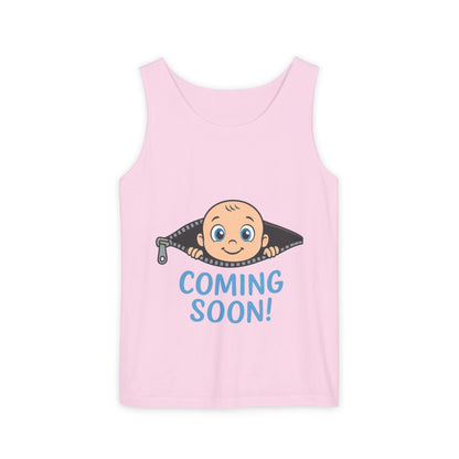 Coming Soon Maternity Tank Top, Cute Baby Boy Pregnancy Announcement Tee, Funny Expecting Mom Gift, Gender Reveal Tee, Baby Shower Top