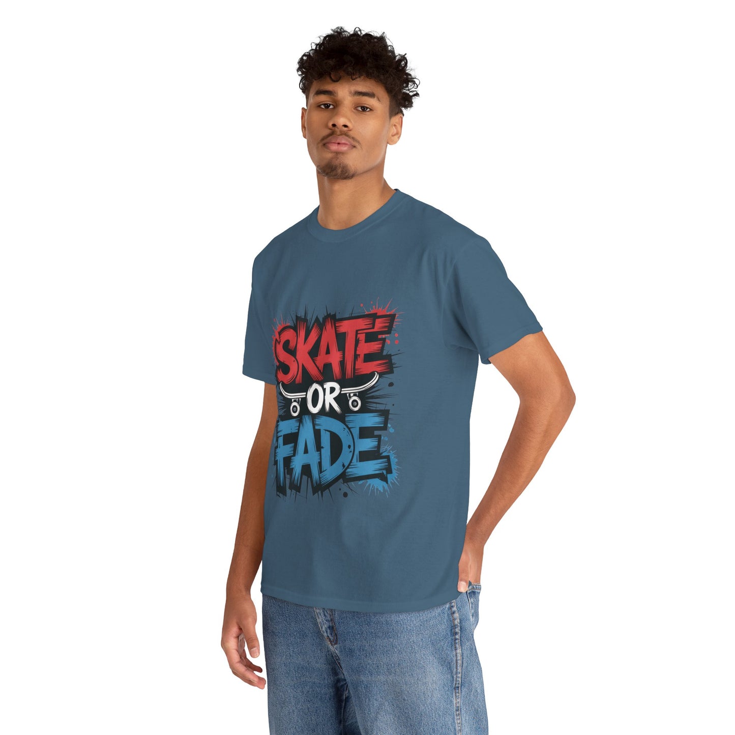 Skate Or Fade Men's T-Shirt, Graffiti Skateboarding Graphic Tee, Urban Streetwear Skater Top
