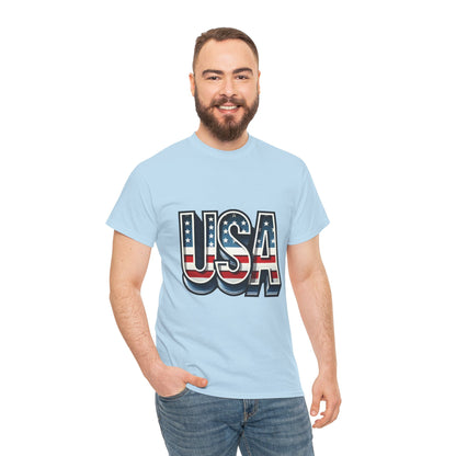 USA Patriotic Unisex Heavy Cotton Tee, American Pride Shirt, July 4th T-Shirt, Independence Day Apparel, Casual Summer Top